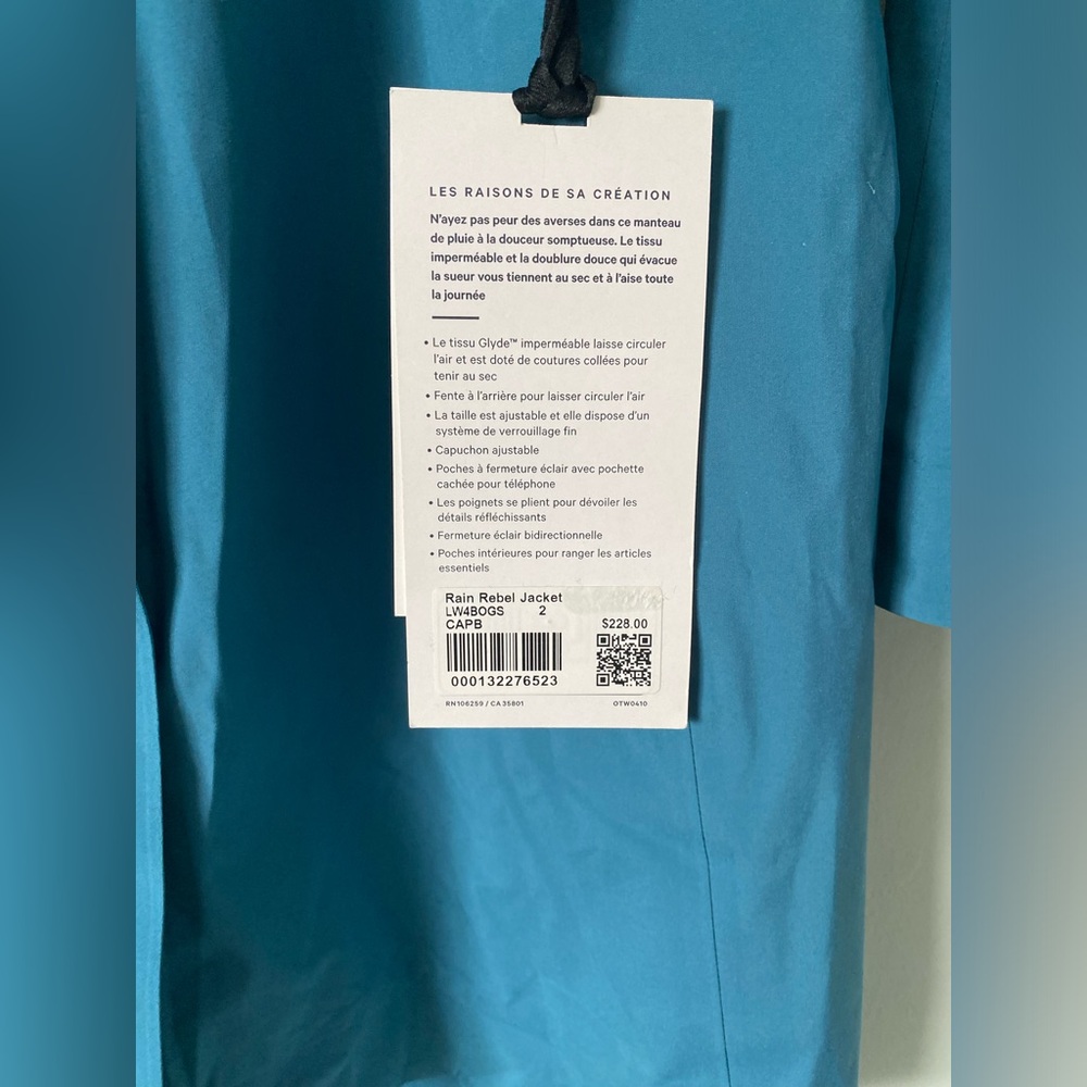 Lululemon Rain Rebel Jacket Capture Blue Coat Size 2 NWT Waterproof Running Race - Picture 6 of 16